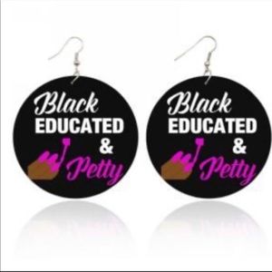 Black educated and petty wooden earring
